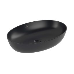 Villeroy & Boch Artis - Umywalka nablatowa 61x41 cm, bez przelewu, bez otworu na baterię, CeramicPlus, Pure Black 419861R7
