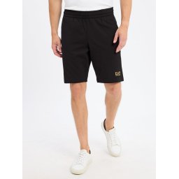 EA7 Emporio Armani Męskie szorty dresowe Mężczyźni Bawełna czarny, L