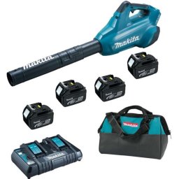 Makita - Akumulatorowa dmuchawa do liści 18 V, 4x akumulator 5,0 Ah LXT, ładowarka DUB362PT4X