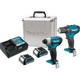 Makita Narzędzia - Zestaw wiertarki akumulatorowej i klucza udarowego 12 V, 2 akumulatory 1,5 Ah CTX, ładowarka CLX224X