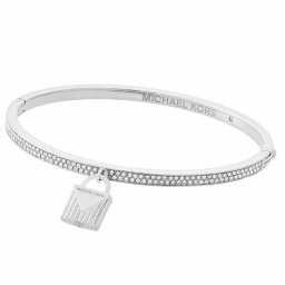 Sztywna srebrna bransoletka Michael Kors z kryształami i kłódką MKJ6994040 ★ AUTORYZOWANY SKLEP | Raty 0% | PayPo | ZWROT DO 365 DNI • POLECANA OFERTA ✓