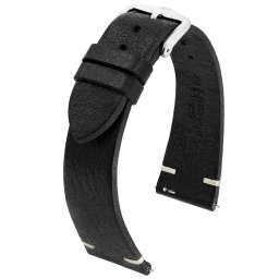 Czarny pasek skórzany 19 mm HIRSCH Bagnore 05502050-2-19 (L) ★ AUTORYZOWANY SKLEP | Raty 0% | PayPo | ZWROT DO 365 DNI • POLECANA OFERTA ✓