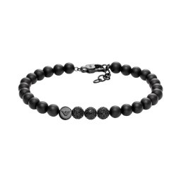 Męska bransoletka Emporio Armani koraliki logo EGS3030001 ★ AUTORYZOWANY SKLEP | Raty 0% | PayPo | ZWROT DO 365 DNI • POLECANA OFERTA ✓