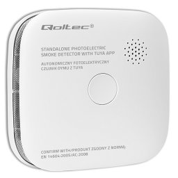 Qoltec Czujnik dymu z baterią | Tuya | Wi-Fi | alarm 85dB | LED