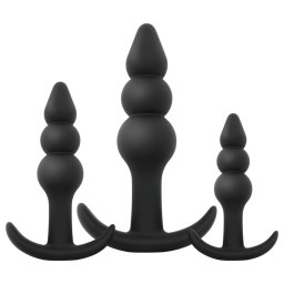 EasyToys - zestaw korków analnych kulkowych - 3 sztuki - czarne