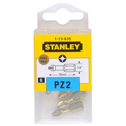 Stanley - Zestaw bitów skrętnych PZ2, 6 szt. 1-13-635
