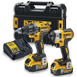 DeWALT - Zestaw akumulatorowy — wiertarko-wkrętarki i klucza udarowego 18 V, 2x akumulator 5,0 Ah XR, ładowarka DCK268P2T