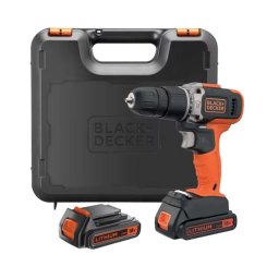 BLACK+DECKER - Wiertarka udarowa akumulatorowa 18 V, 2x akumulator 1,5 Ah Li-Ion, ładowarka BCD003C2K-QW