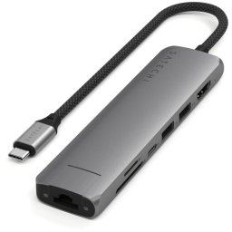 Satechi 7-in-1 USB-C Slim Wieloportowy Adapter USB-C Ethernet Space Grey