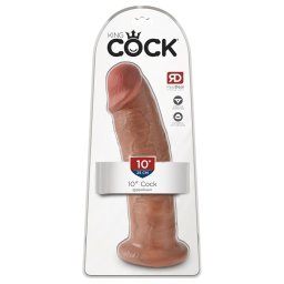 King Cock 10 - duży dildo z przyssawką (25 cm) - ciemny, naturalny kolor