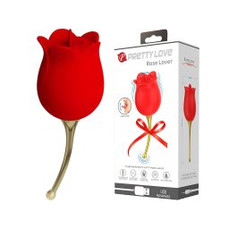 Pretty Love Rose Lover - wibrator łechtaczkowy z języczkiem 2w1 - czerwony