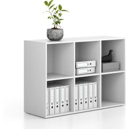 B2B Partner Regał FRAME, niski, 3 kolumny, 881 x 1299 x 450 mm, biały