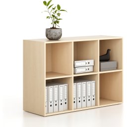B2B Partner Regał FRAME, niski, 3 kolumny, 881 x 1299 x 450 mm, brzoza