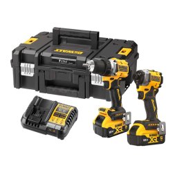 DeWALT - Zestaw akumulatorowy — wiertarko-wkrętarki i klucza udarowego 18 V, 2x akumulator 5,0 Ah XR, ładowarka DCK2051P2T