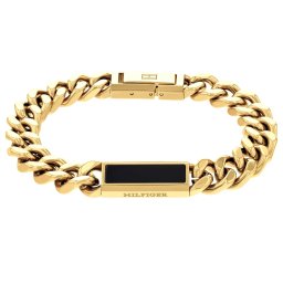 Złota bransoletka męska Tommy Hilfiger 2790539 z logo ★ AUTORYZOWANY SKLEP | Raty 0% | PayPo | ZWROT DO 365 DNI • POLECANA OFERTA ✓