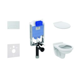 Ideal Standard ProSys - Zestaw do montażu podtynkowego, toaleta Alpha z deską, przycisk Oleas M1, chrom matowy ProSys80M SP107