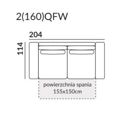 ARIA Sofa 2 osobowa z niepełnowymiarową funkcją spania 2(160)QFW