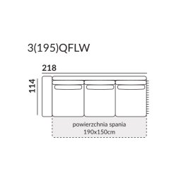 ARIA Sofa 3 osobowa z lewym bokiem i funkcją spania 3(195)QFLW