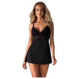 Obsessive - koronkowa koszulka babydoll i stringi (czarne)