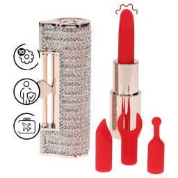 Loveline Angel - wibrator w kształcie szminki z 4 nakładkami (różowy)