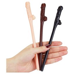 Lovetoy - realistyczna słomka penis - naturalny/brązowy/czarny