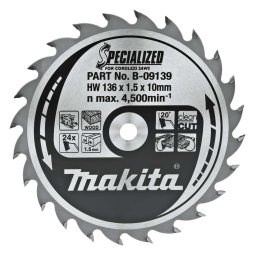 Makita - Tarcza pilarska do drewna, 136x10 mm, 24 zębów B-09139