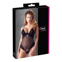 Cottelli - body damskie - aksamitne, regulowane - czarne - 80B/M