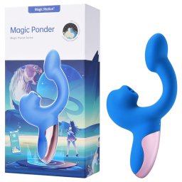 Magic Motion Magic Ponder - wibrator króliczek 2w1 - silikon - niebieski