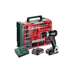 Metabo - Wiertarka udarowa akumulatorowa z akcesoriami 18 V, 2x akumulator Li-Power 2,0 Ah, ładowarka 613157710