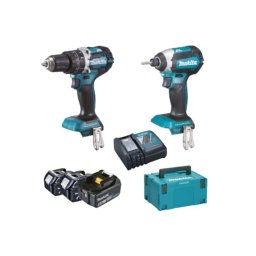 Makita - Zestaw narzędzi akumulatorowych wiertarki udarowej i klucza udarowego 18V, 3x akumulator 5,0 Ah LXT, ładowarka DLX2180TJ1