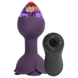 LOVISS Flower - wibrujący analny stymulator z pilotem (fioletowy)