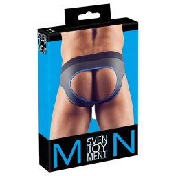 Svenjoyment - jockstrap męski z otwartym krokiem - czarno-niebieski - XL