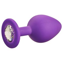 Baseks - silikonowy korek analny z kryształkiem (fioletowy) - 8 cm