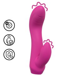 Loveline - wygięty mini wibrator z króliczkiem (różowy)