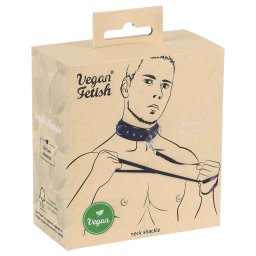 Vegan Fetish - obroża z ćwiekami i smycz - eco skóra czarna