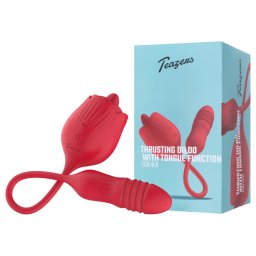 Teazers Rose - wbijany wibrator z języczkowym stymulatorem łechtaczki (czerwony)
