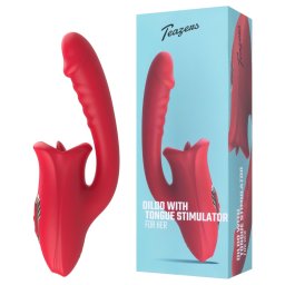 Teazers - wibrator dildo z języczkiem do stymulacji łechtaczki (czerwony)