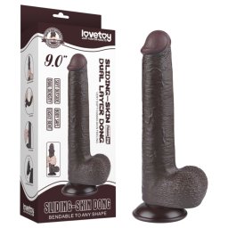 Sliding-Skin - dwuwarstwowe dildo z przyssawką - 20,8 cm (brązowe)