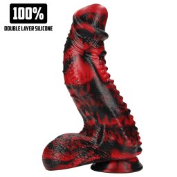Ałć! Dark Lycan Spawn - silikonowy fantazyjny dildo (czerwono‑czarny)