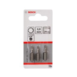 Bosch - Zestaw bitów HEX2, długość 25 mm, 3 szt. 2607001718