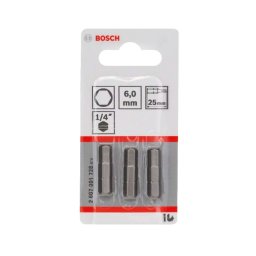 Bosch - Zestaw bitów HEX6, długość 25 mm, 3 szt. 2607001728
