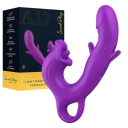 Erospace Sweet Play - stymulator łechtaczki z języczkiem i kiwający się wibrator punktu G (fioletowy)