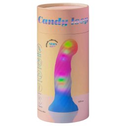Love to Love Candy Loop - świecący silikonowy wibrator z diodami LED (różowo‑niebieski) - 16,9 cm