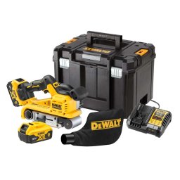 DeWALT - AKU szlifierka taśmowa 18 V, 2 akumulatory 5,0 Ah XR, ładowarka DCW220P2
