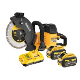 DeWALT - Akumulatorowa przecinarka do betonu 54 V 230 mm, 2x akumulator 9,0 Ah FLEXVOLT, ładowarka DCS691X2