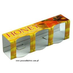 Pudełka na 3 słoiczki 35ml z etykietami 10szt żółto-czerwone HON