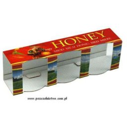 Pudełka na 3 słoiczki 35ml z etykietami 10szt czerwone HONEY