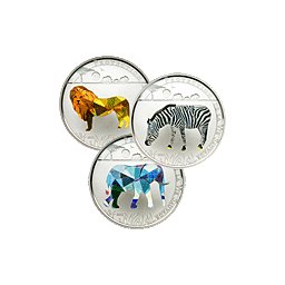 Togo - 2011, 3x 1000 Franków - Prism - Słoń, Zebra, Lew