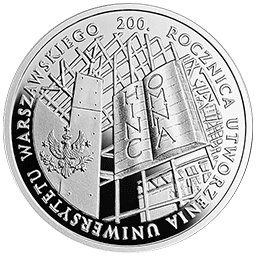 10 zł 2016 200. rocznica utworzenia Uniwersytetu Warszawskiego