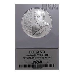 100 000 zł 1992 Wojciech Korfanty - grading PR68